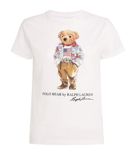 Womens Polo Ralph Lauren White Polo Bear T Shirt Harrods UK