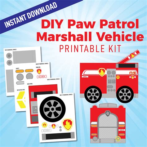 The Diy Paw Patrol Marshall Vehicle Printable Kit