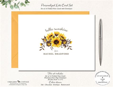 Autumn Sunflower Greeting Cards Personalized Sunflower Note Cards