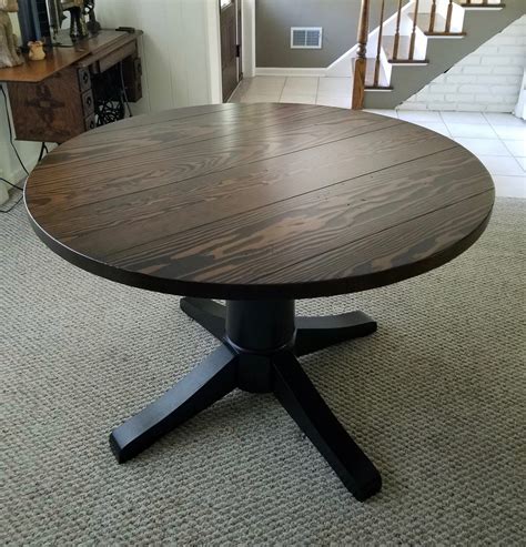 End table with wood top and metal base | bernhardt. Round Tables | Solid Wood Craftsmanship | Emmor Works