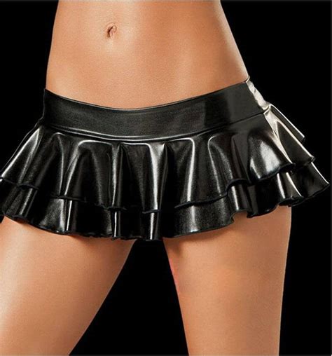 Sexy Latex Skirts Suit Pole Dance Clubwear Patent Leather Nuromance