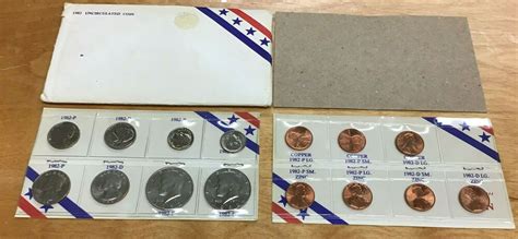 1982 Uncirculated Coin Set 15 Coin Set With Envelope Bidding Starts