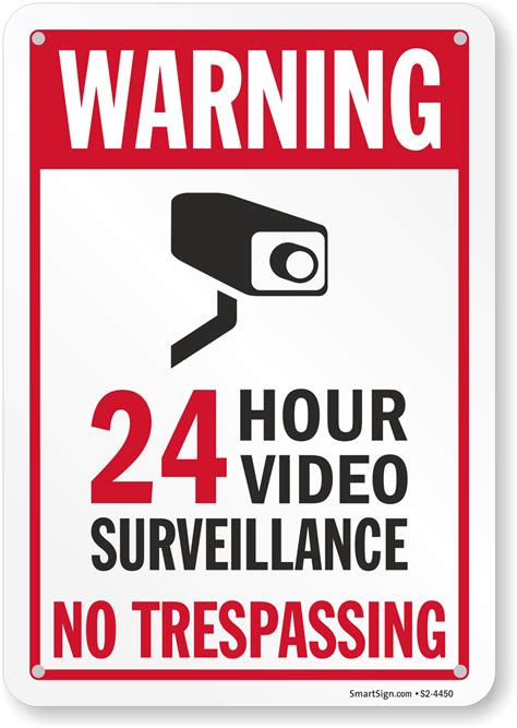 24 Hour Video Surveillance No Trespassing Warning Sign Sku S2 4450