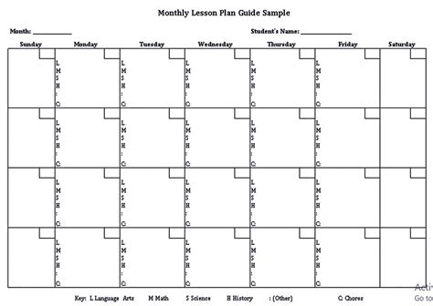 Monthly Lesson Plan Calendar Template Month Calendar Printable Riset
