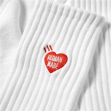 Human Made Heart Logo Pile Sock White End Es