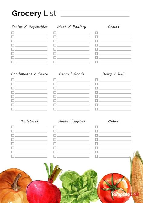 Grocery list notion template
