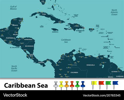 Map Of Caribbean Sea Royalty Free Vector Image