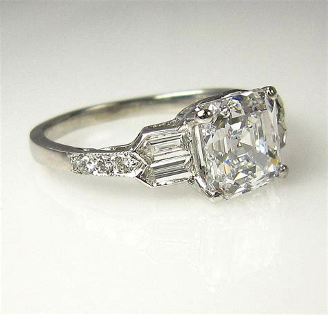 Gia Art Deco 253ct Antique Vintage Asscher Cut Diamond Engagement Ring
