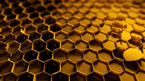 The Golden Pattern Of Honeycombs Background 3d Illustration Of A