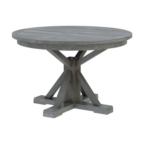 Alamosa Solid Teak Wood Grey Round Dining Table