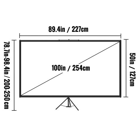 Vevor Tripod Projector Screen With Stand 100inch 4k Hd 169 Home Cinema