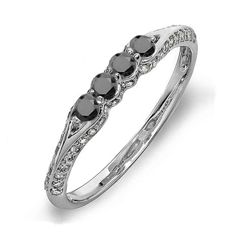 Dazzlingrock Collection 050 Carat Ctw 18k White Gold Round Black And