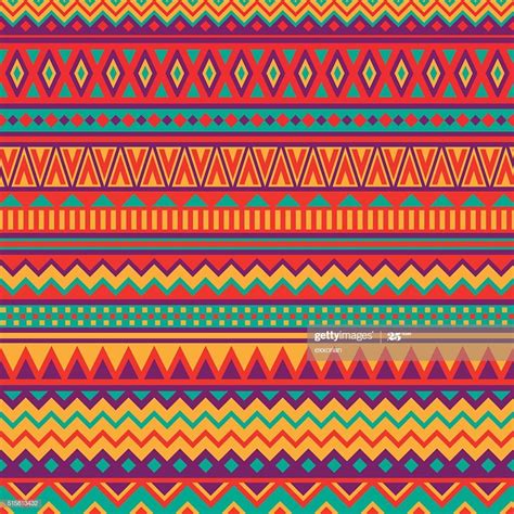 Various Strips Motifs Colorful Mexican Fabric Pattern Pattern Art