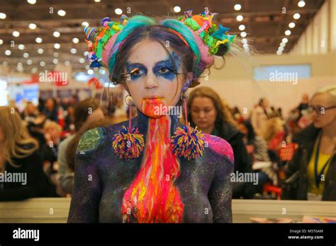 London Uk 26 February 2018 The Body Painters At Work In The Professional Beauty London Show 2018