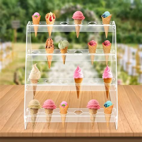 Holes Acrylic Ice Cream Cone Holder Display Stand For Bar Party Decorations Picclick