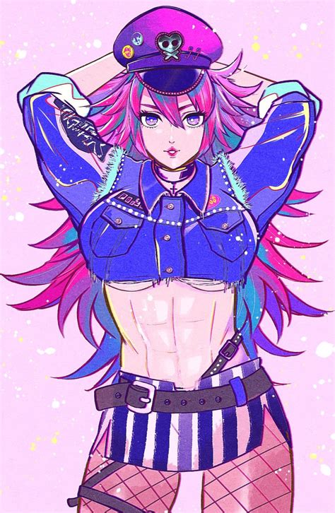 Motozaki Mio Poison Final Fight Final Fight Highres 1girl Abs Arms Behind Head Belt