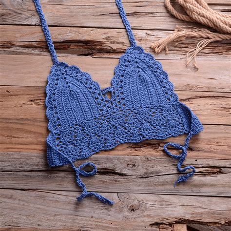 blue brazilian crochet bikini see through bikini crochet etsy