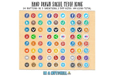 Hand Drawn Social Media Icons Circle Creative Daddy