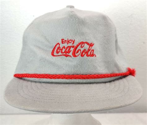 Vintage Enjoy Coca Cola Cap America Snapback Hat Gray Gem