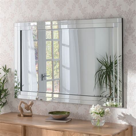 Classic Double Bevelled Mirror Mirror Wall Beveled Mirror Accent Mirrors