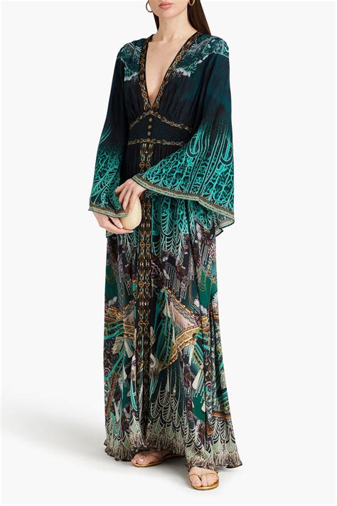 Camilla Crystal Embellished Printed Silk Crepe De Chine Maxi Dress The Outnet