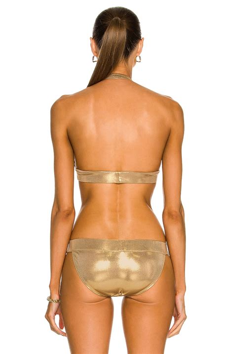 Norma Kamali Cross Halter Bikini Top In Gold Fwrd
