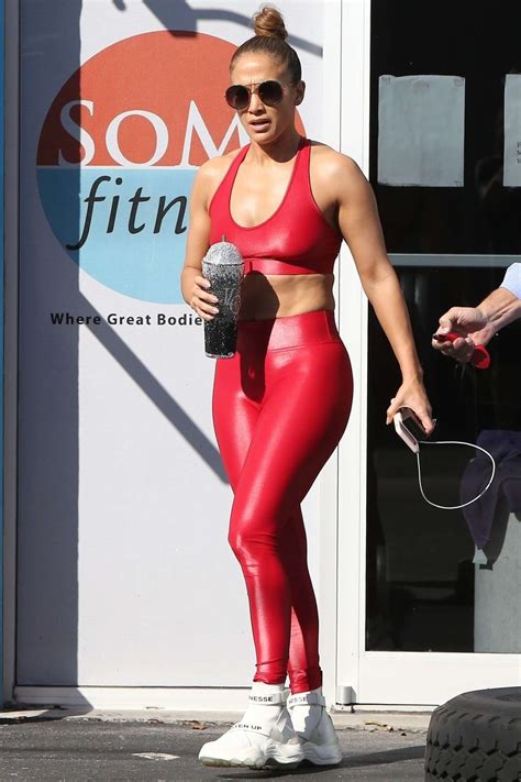 Jennifer Lopez In Red Gym Outfit 04 GotCeleb