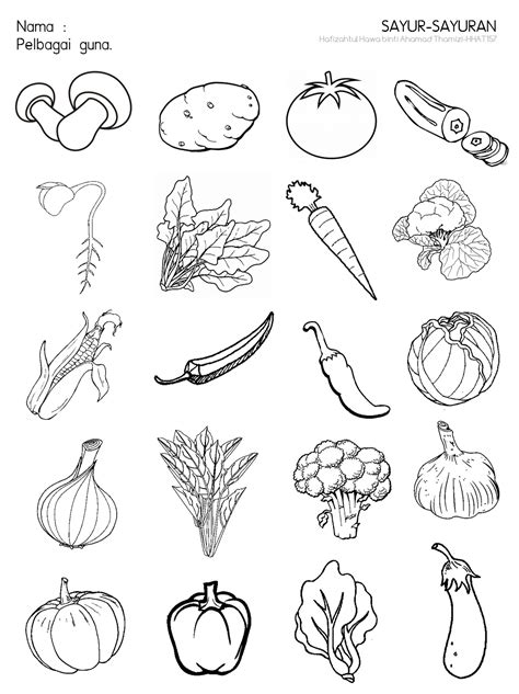 Lembaran Kerja Tema Sayur Sayuran Tema Sayur Sayuran Prasekolah