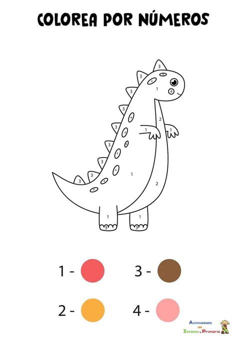Dibujo De Colorear Dinosaurios Por Numero Para Colorear Dibujos Para