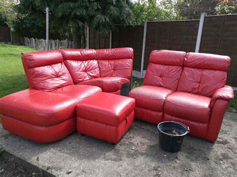 Dfs in portsmouth sofas suites for sale freeads. DFS Red Leather Reclining Corner Sofa with Storage ...