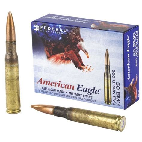 Federal Xm33 50 Bmg Ammo 10 Rounds Of 660gr Full Metal Jacket
