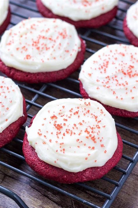 Red Velvet Cookies With Cream Cheese Frosting Recipe Red Velvet Cake Mix Cookies Red Velvet