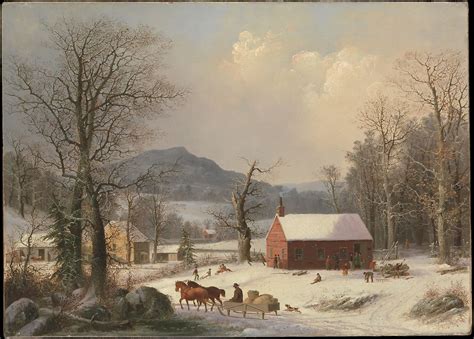 George Henry Durrie Red School House Country Scene American The