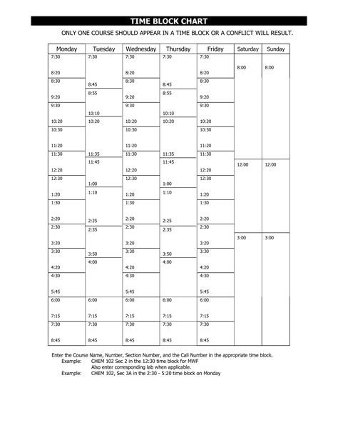 Time Schedule Templates At