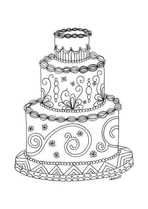Birthday cake drawing filedraw this birthday cakesvg wikimedia commons. (8) Name: 'Paper Crafts : Wedding cake adult coloring page (With images) | Wedding coloring ...