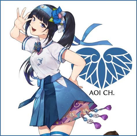 Hitoto Fuji Aoi Aoi Ch Commentary Highres 1girl Black Hair Blue Eyes Blue Skirt Blunt