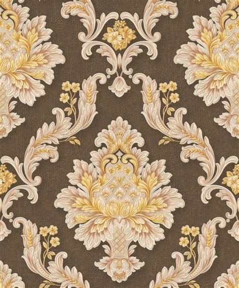 Brown And Gold Damask Wallpaper A2 139p06 Decor City