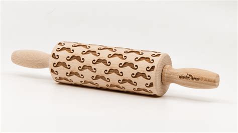 No R240 Mustache Pattern Rolling Pin Engraved Rolling Rolling Pin