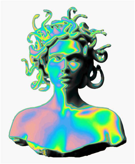 Transparent Medusa Clipart Vaporwave Greek Statue Aesthetic Hd Png