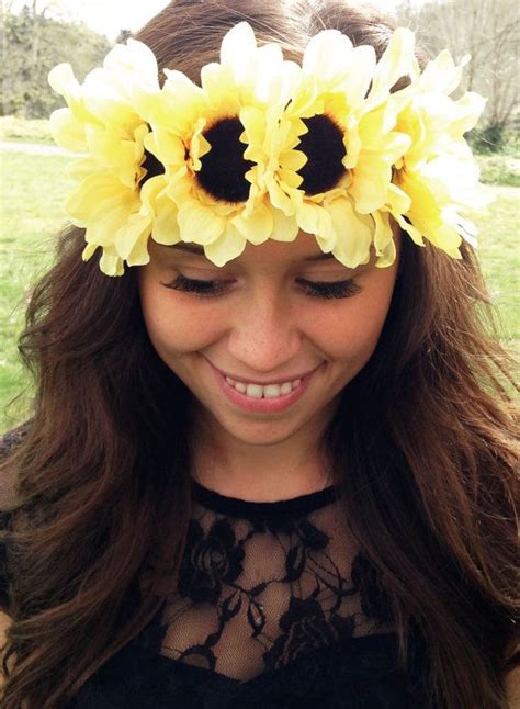 Sunflower Flower Crown Coachella Boho Floral Headpiece Hippie Etsy