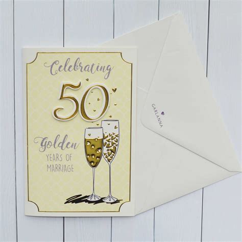 Anniversary Card Golden Wedding 50 Years Garlanna Greeting Cards