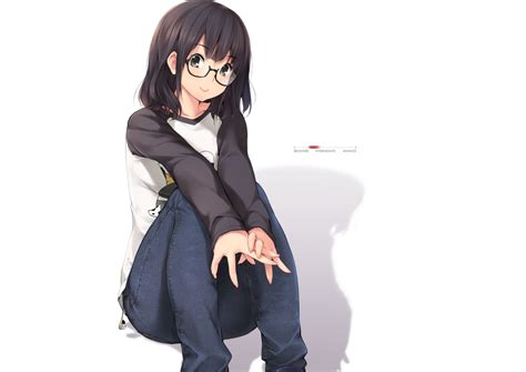 Anime Girl With Short Black Hair And Glasses