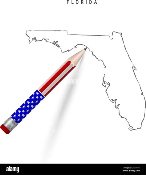 Estado Estadounidense De La Florida Mapa De Vectores De Dibujo A Lápiz