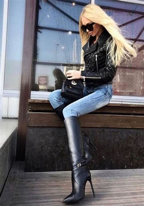 Untitled High Knee Boots Outfit Womens Knee High Boots Heeled Boots