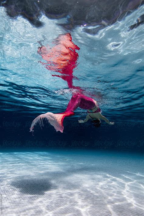 Underwater Woman Portrait With Bikini In Swimming Pool Del