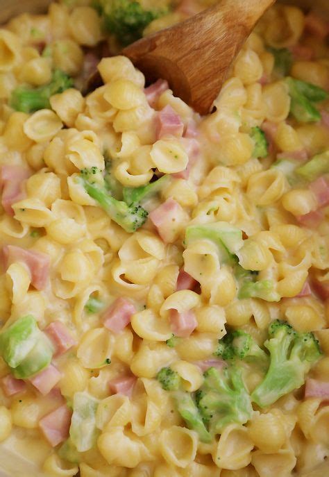 16 ounce package rotini pasta, cooked. Creamy Ham and Broccoli Shells and Cheese | Recipe ...