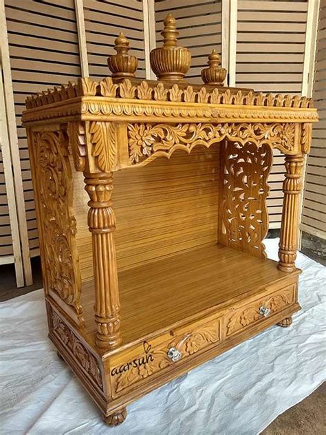 Solid Quality Teak Wood Pooja Mandir Yt 41 Temple Design For Home