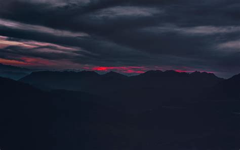 Download Wallpaper 3840x2400 Hills Mountains Sunset Sky Dark 4k