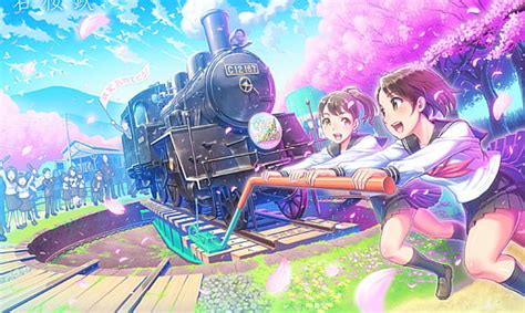 Hd Wallpaper Anime Couple Train Trip Romance School Uniform Shy