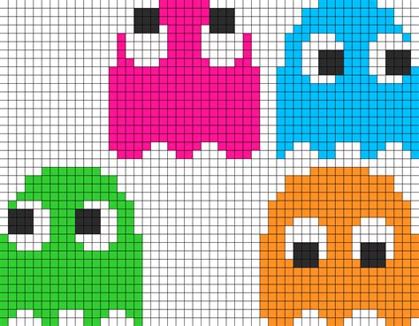 8Bit Pacman Ghosts Pt1 Perler Bead Pattern Bead Sprites Characters